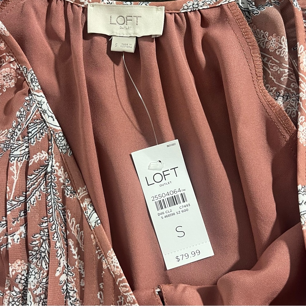 LOFT Womens Dress Flowy Fit Fall Dress Burnt Orange Small Office Dress NWT - Picture 7 of 9